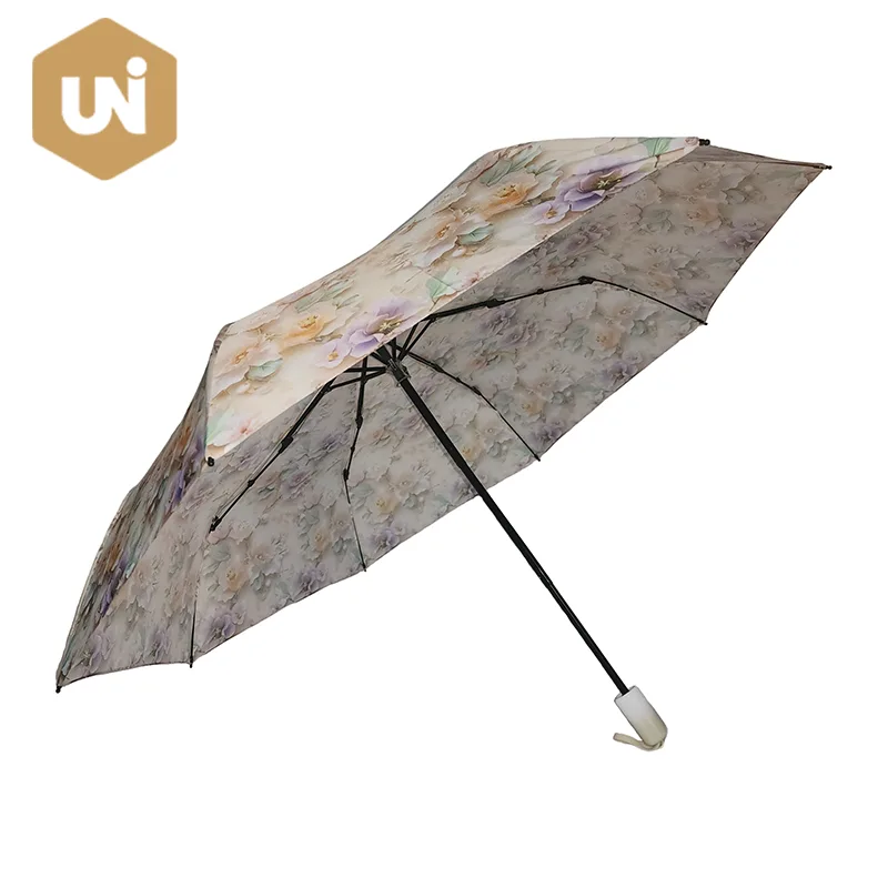 Lámhleabhar Fillte Patrún Floral Umbrella Oscailte